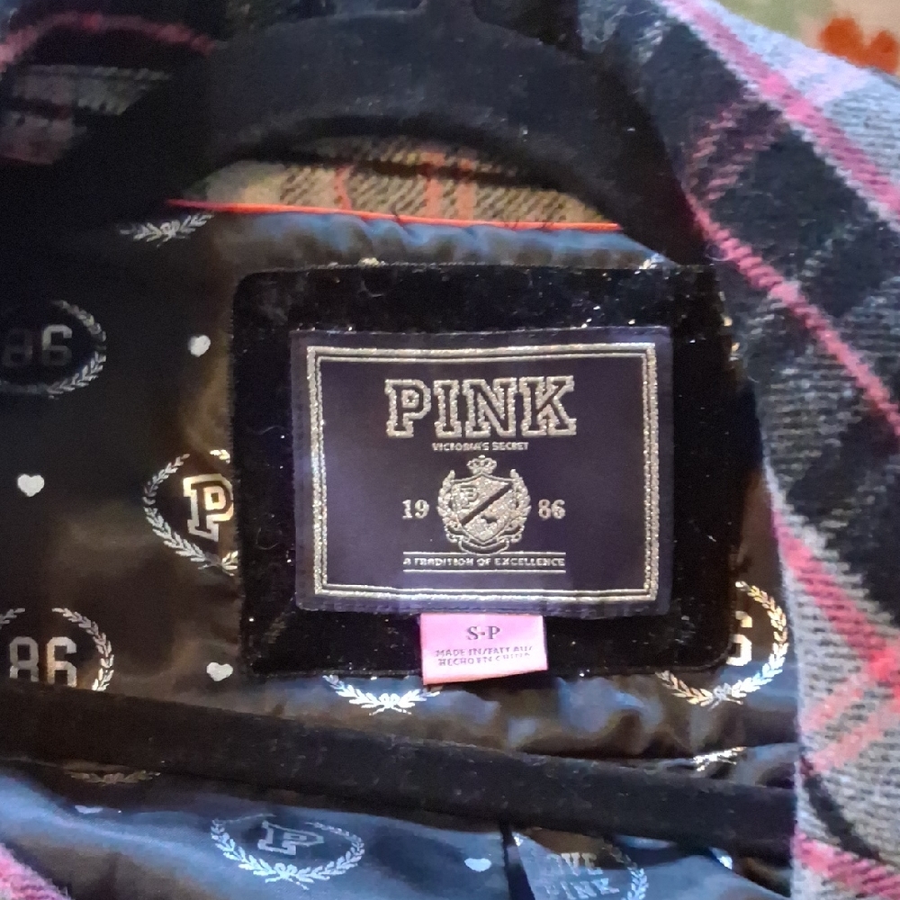 PINK Victoria's Secret Plaid Jacket - Black and Pink